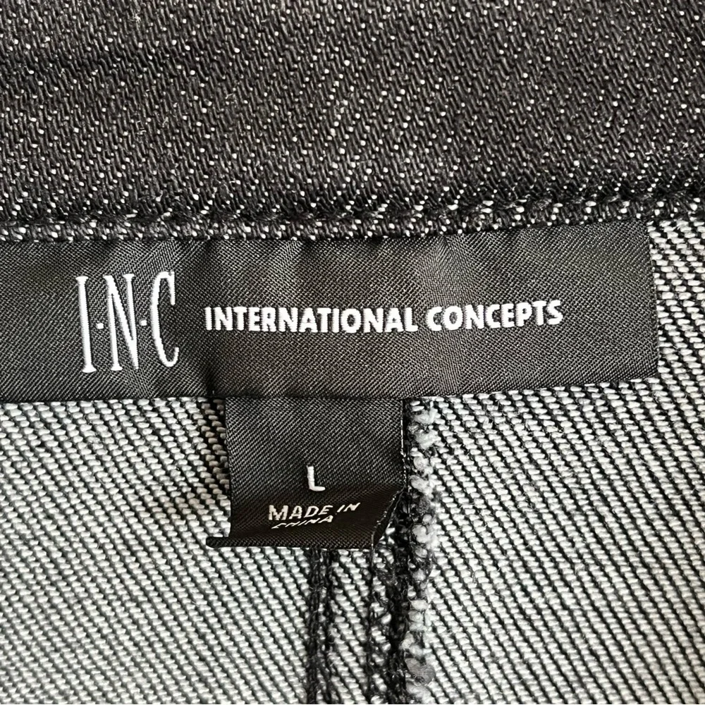 I.N.C. International Concepts Black Puff Sleeves Denim Jean Jacket Blazer